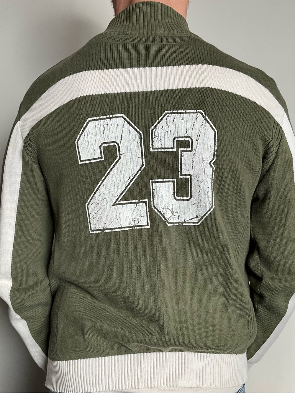 Scene Weaver Olive Green Bomber Jacket with White '23' Graphic